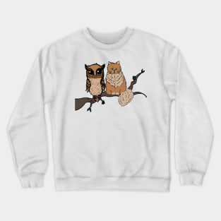 Cat & Owl sitting in a tree Crewneck Sweatshirt